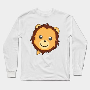 Cute Lion Cartoon Character in Speech Bubble Long Sleeve T-Shirt
